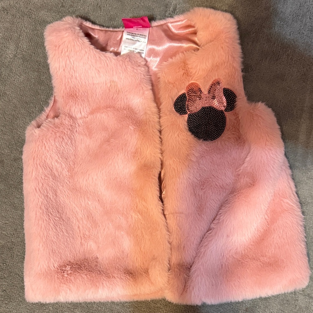 Disney Pink Faux Fur Vest with Mouse Accent